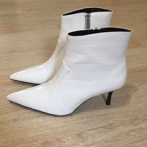 White Faux Snakeskin Pumps